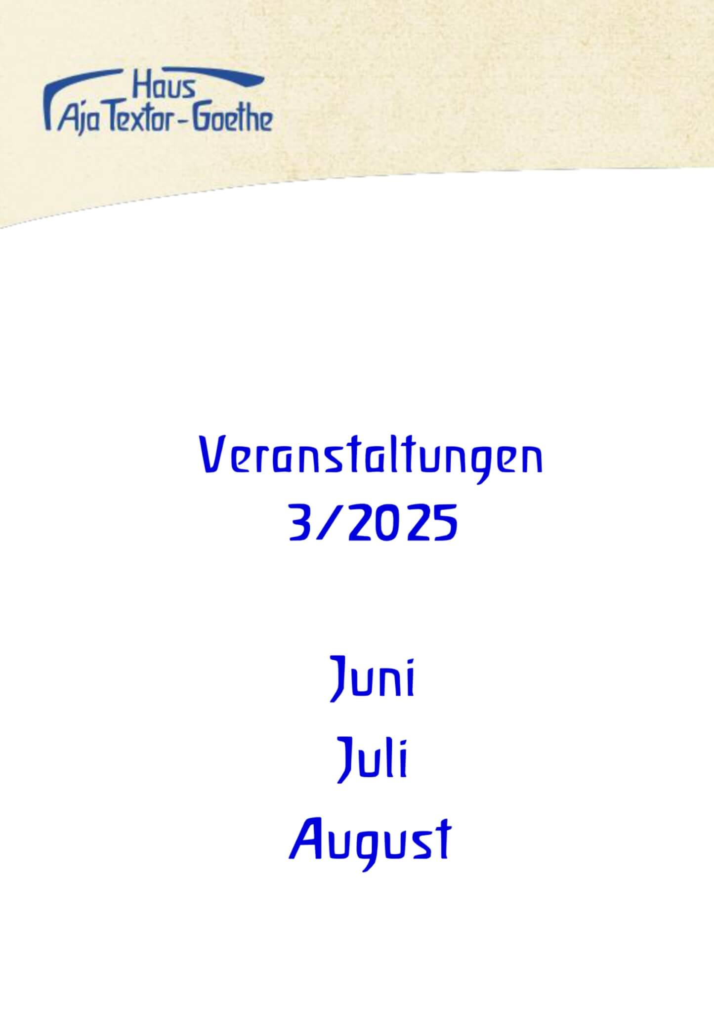Vorderseite des aktuellen Veranstaltungsprogramms