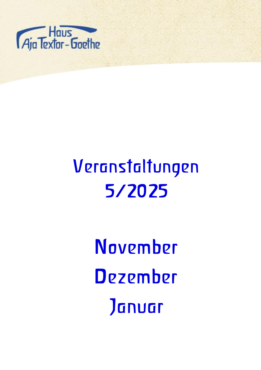 Veranstaltungsprogramm Vorderseite des aktuellen Veranstaltungsprogramms