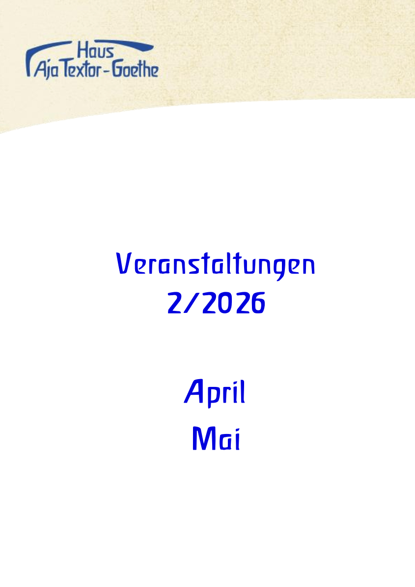 Veranstaltungsprogramm Vorderseite des aktuellen Veranstaltungsprogramms