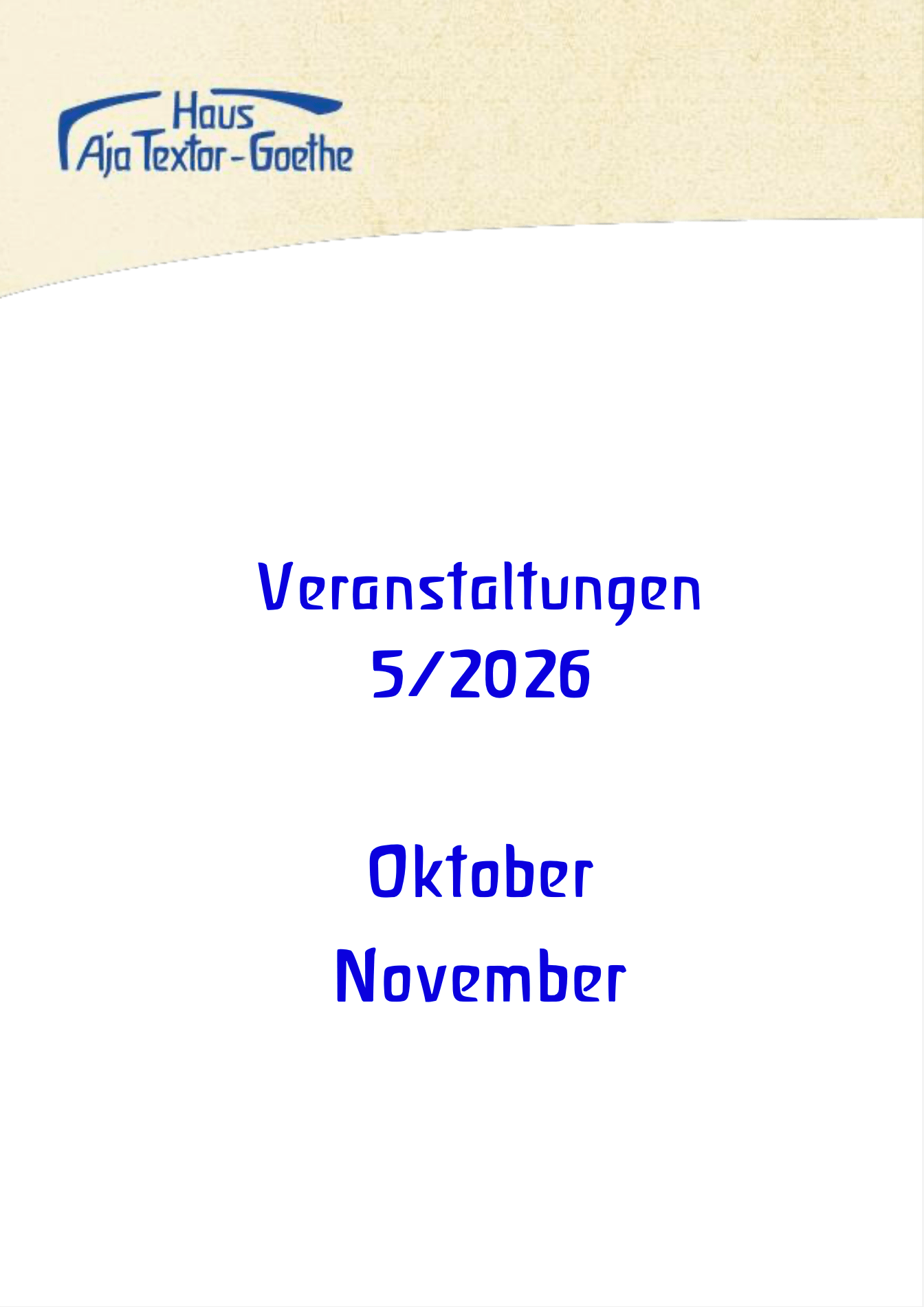 Vorderseite des aktuellen Veranstaltungsprogramms